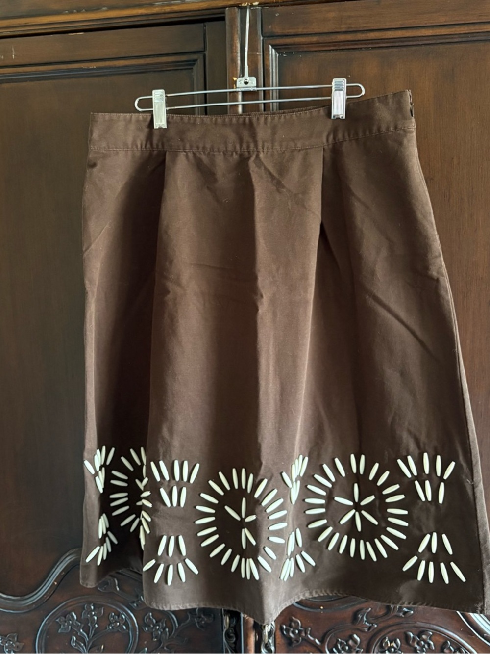 Boden Women’s Brown A-line Cotton Beaded Skirt size 14L
